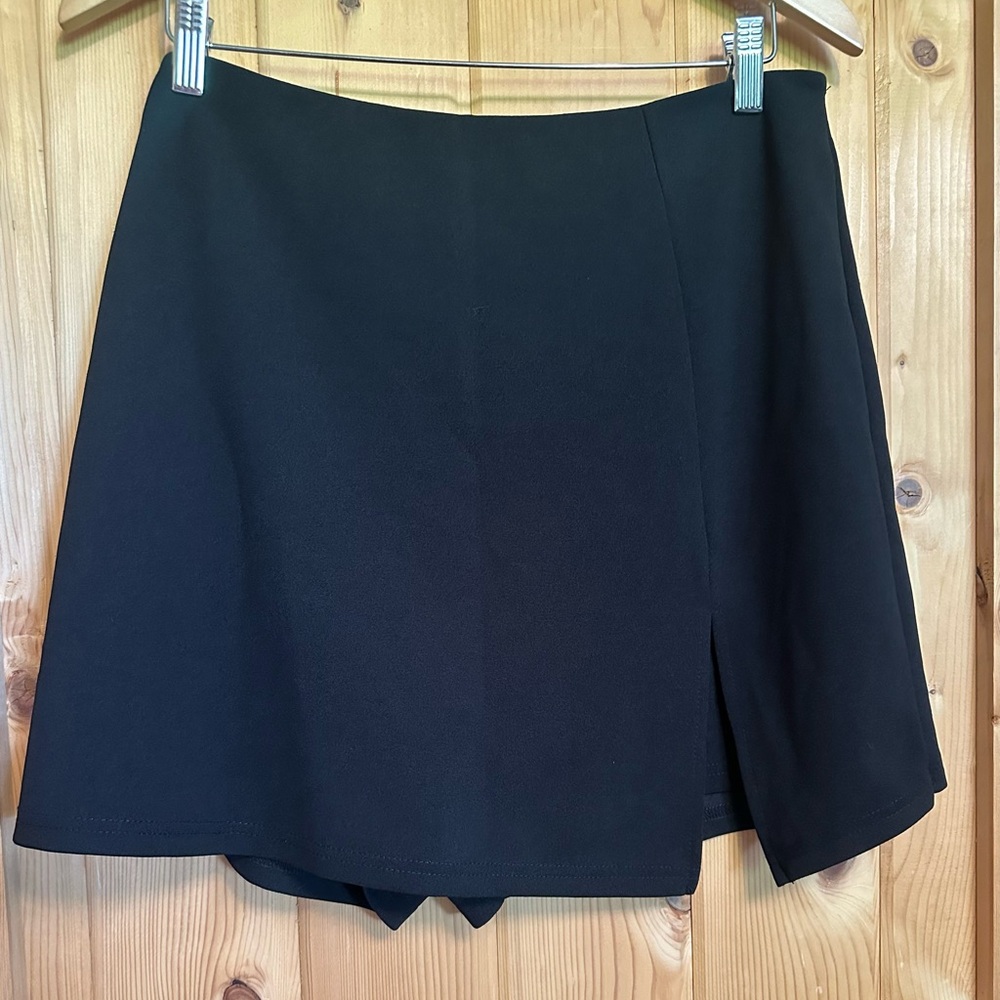 Black Mini Skirt/Shorts Skort Combo with Side Slit